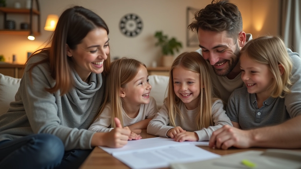 Familie freut sich über bessere Budgetkontrolle und finanzielle Übersicht