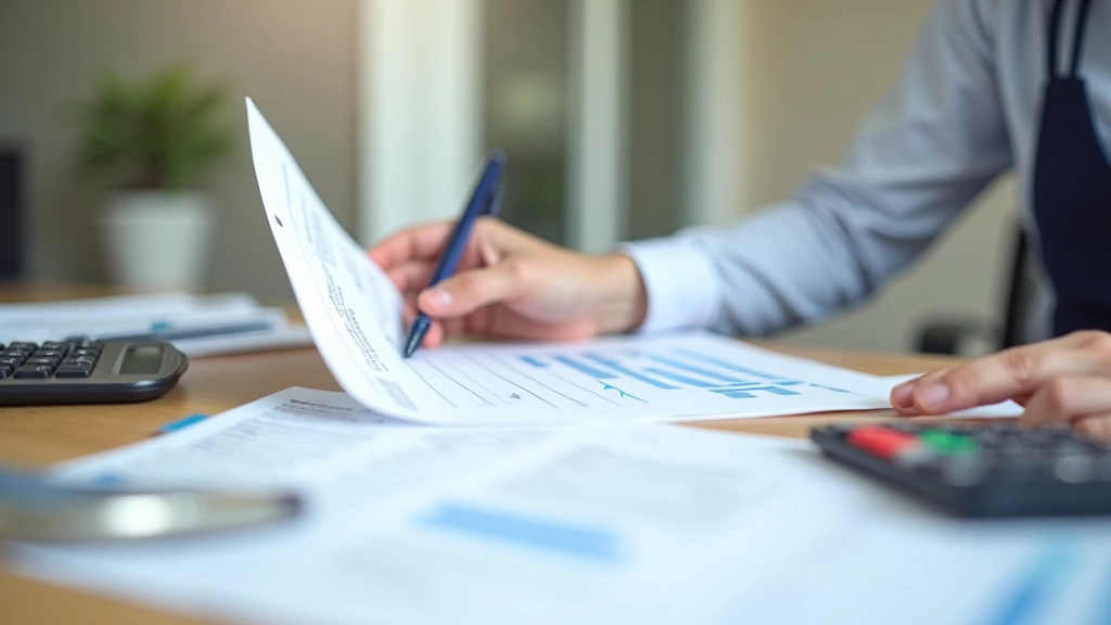 Person überprüft Budgetdaten und Ausgabenkategorien am Schreibtisch