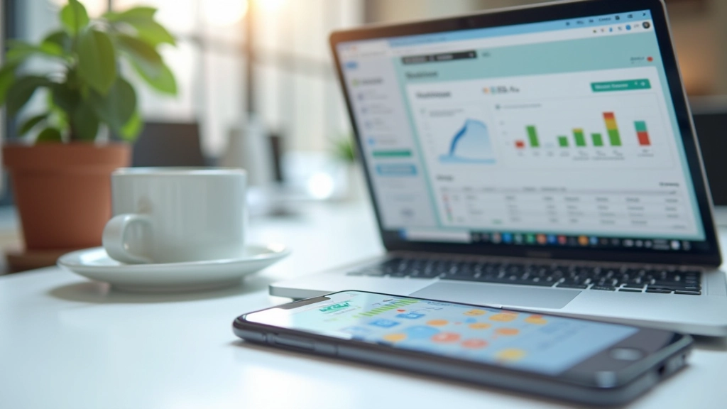 Verschiedene Finanz-Tools auf Smartphone und Laptop mit Budget-Daten dargestellt