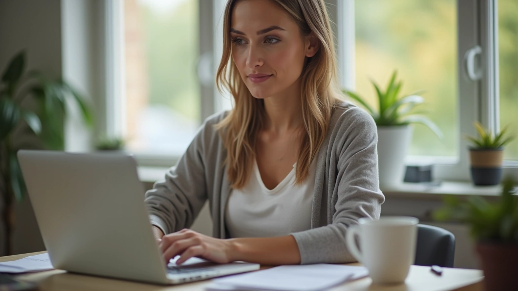 Person sitzt am Laptop und analysiert Ausgabenübersicht in einem Budgetprogramm